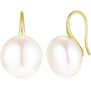 Gold Hook Pearl Earrings – Elegant 8mm Faux Pearl Dangle Design